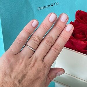 TIFFANY & CO. FOREVER WEDDING RING PLATINUM WITH DIAMONDS SIZE 5.25 NEW $1700